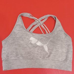 Puma grey crisscross back sport bra size L